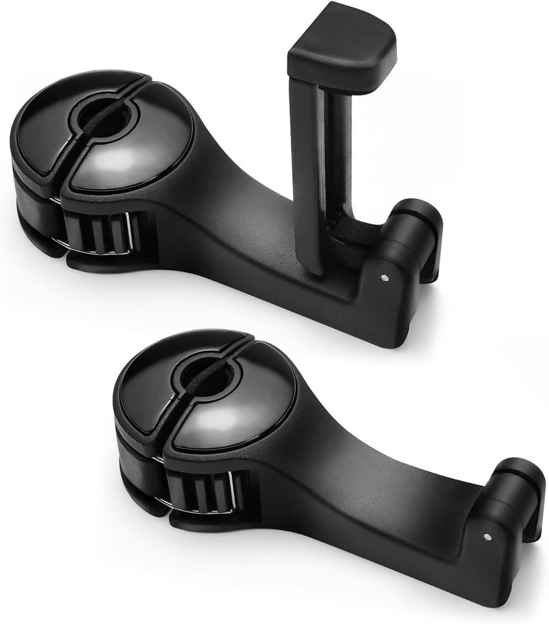 ongfuwu 2PCS Car Headrest Hidden Hook, 2 in 1 Car Seat Hook with Phone Holder, Auto Back Seat Hanging Hook for Handbag Clothes Grocery, Universal Vehicle Purse Hooks Holder Organizer (Black) - Image 1